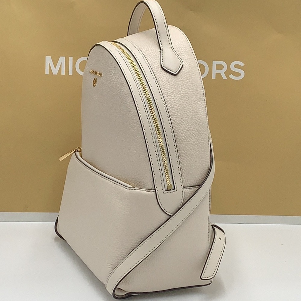 MICHAEL KORS VALERIE MEDIUM PEBBLED LEATHER BACKPACK LIGHT CREAM COLOR - Picture 4 of 15